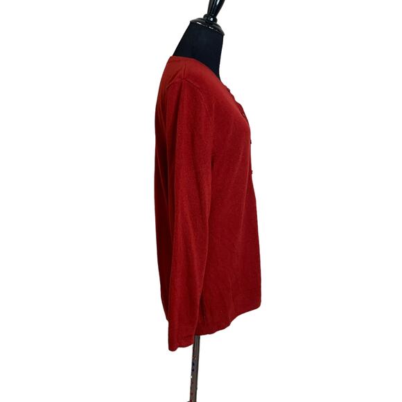 Croft & Barrow red long sleeves cardigan sweater size M - Picture 7 of 10